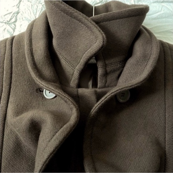 INC | Brown Cotton Ruffle Front Full Zip Up Blazer Jacket Size Medium - Picture 5 of 14